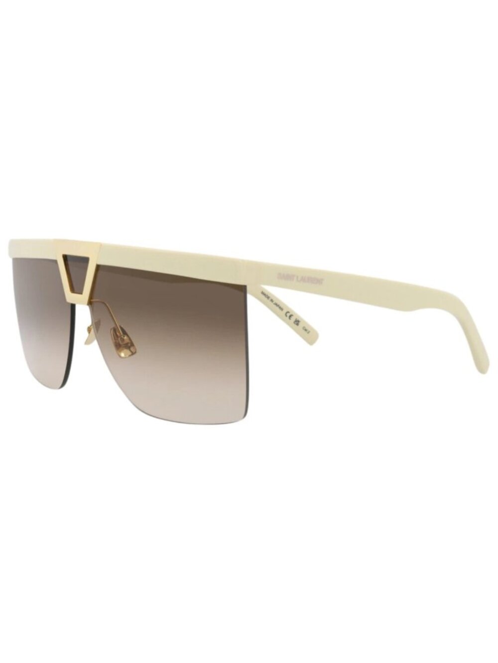 New Saint Laurent Women's Sunglasses Shield Wrap Acetate Frame Ivory Ivory Brown